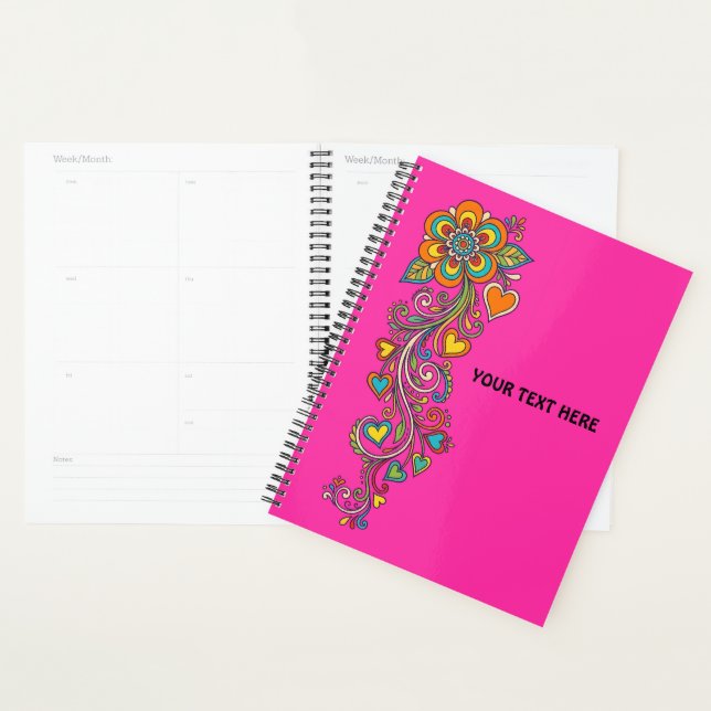 Agenda Tendrilhos Florais Poder Retro Borda 18 + seu text (Exibição)