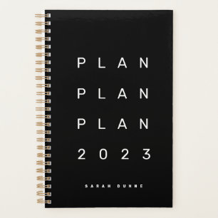 Agenda Tendy 2023 Modern Black Mensal Semanal Não Datado