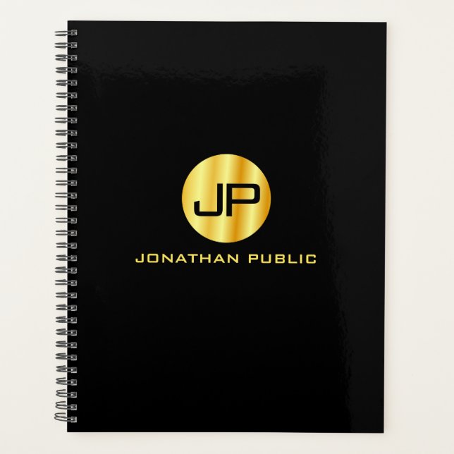 Agenda Tendy Monogramed Elegante Dourado (Frente)