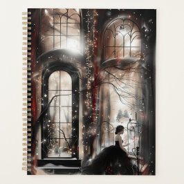 Agenda Terra Maravilha Vermelha e Preta Elegante Encantad