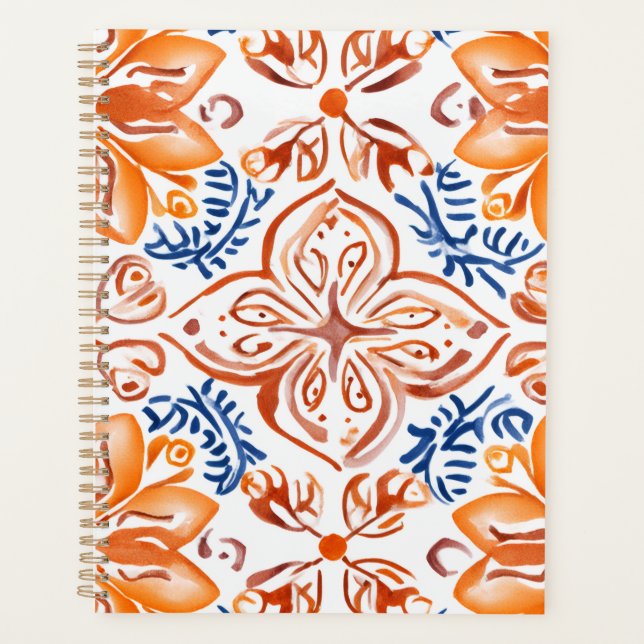Agenda Terracotta orange design floral (Frente)