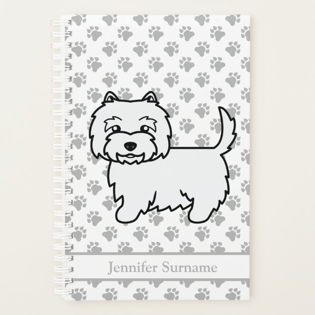 Agenda Terrier Branco do West Highland Cão Fofo & Texto (Frente)