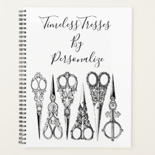 Agenda Tesoura vitoriana de cabeleireiro elegante planeja