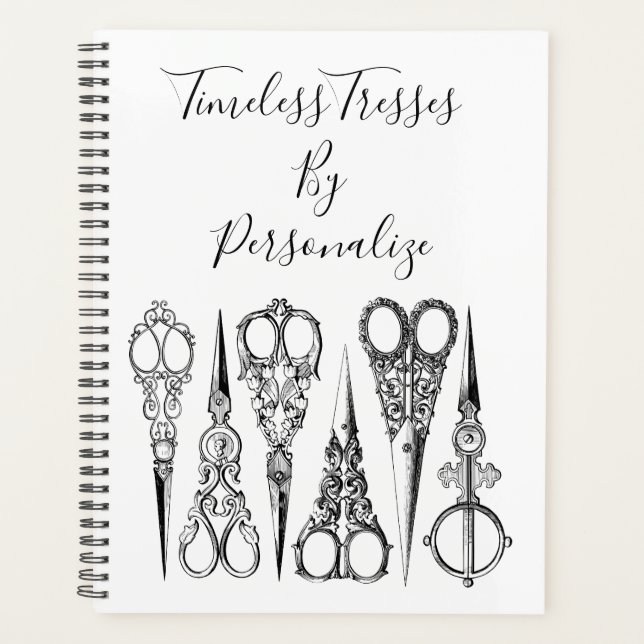 Agenda Tesoura vitoriana de cabeleireiro elegante planeja (Frente)