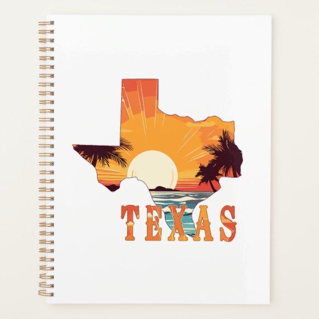 Agenda Texas State Outline Beach Sunset (Frente)