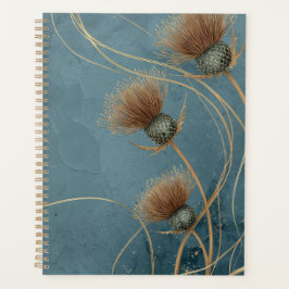 Agenda Têxtil Azul Azulado Cardo Dourado Elegância