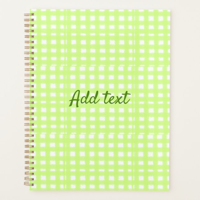 Agenda Texto adicional personalizado do ginham de xadrez  (Frente)