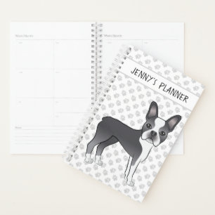 Agenda Texto e Cachorro de Cartoon Azul e Branco em Bosto