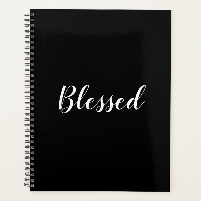 Agenda Texto elegante de script personalizado preto abenç (Frente)