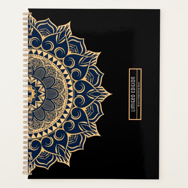 Agenda Texto personalizado com mandala de luxo (Frente)