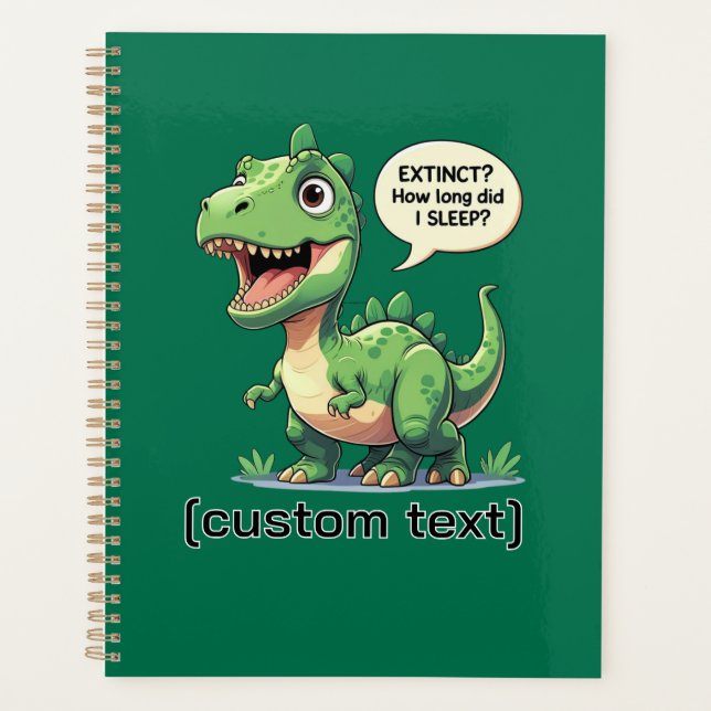 Agenda Texto Personalizado De Dinossauro Engraçado E Sono (Frente)