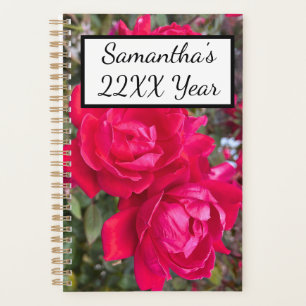 Agenda Texto Personalizado do Flor de Três Rosas vermelha