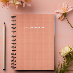 Agenda Textura Apricot Simples Semanalmente Pessoal