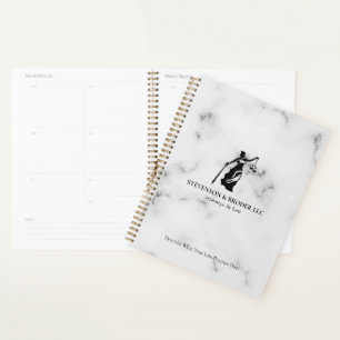 Agenda Textura branca de Luxo Marble Logotipo de Lady Jus