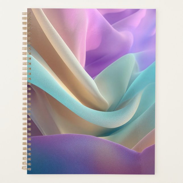 Agenda Textura de Tecido Abstrato em Tons Pastéis (Frente)