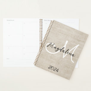 Agenda Textura elegante de linho bege