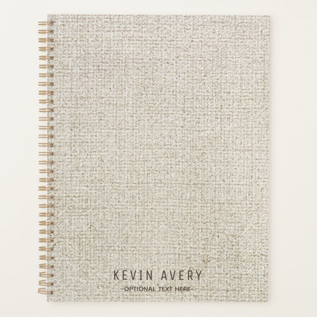 Agenda Textura elegante e rústica de Beige Linen (Frente)