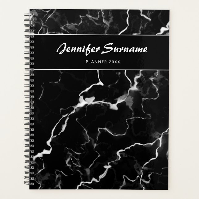 Agenda Textura Preta Escura Escura Escura Com Texto Perso (Frente)