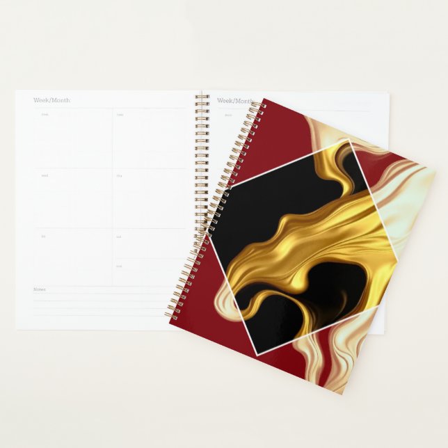 Agenda The Royal Flow Planner: Regal Crimson & Gold QR (Exibição)