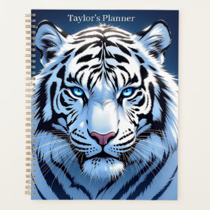 Agenda Tigre Branco de Olhos Azuis Personalizado
