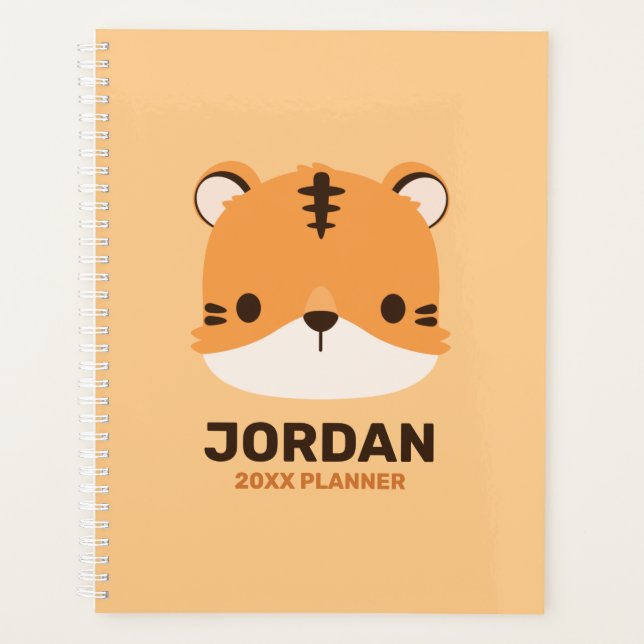 Agenda Tigre de Cuta com Nome Personalizado (Frente)