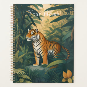 Agenda Tigre Majestoso na Arte Selvagem Elegante