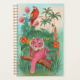 Agenda Tigre rosa e selva tropical de papagaio