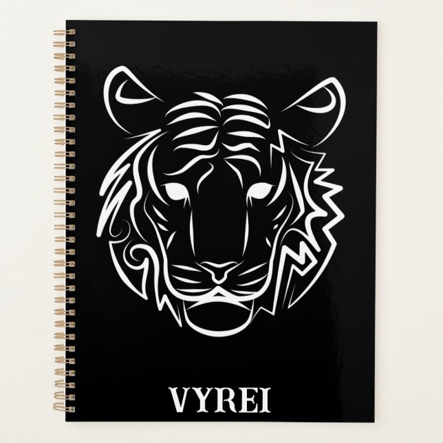 Agenda Tigre Tribal Negro e Branco (Frente)