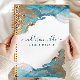 Agenda Tinta De Aquarela Líquida De Arte Moderna Azul E D