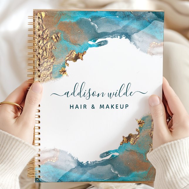 Agenda Tinta De Aquarela Líquida De Arte Moderna Azul E D (Criador carregado)