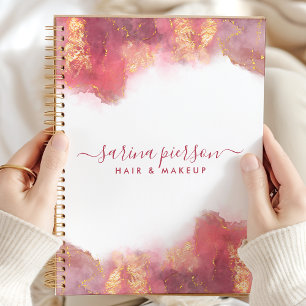 Agenda Tinta de Aquarela Líquida de Arte Moderna Rosa e D