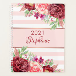 Agenda Tinta Rosa Floral Moderna Personalizada
