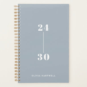 Agenda Tipografia Azul Mínima Dusty Chic Mensal