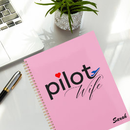 Agenda Tipografia de esposa piloto e avião simples, minim