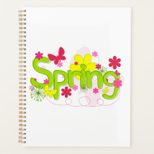 Agenda Tipografia de Jardim de Primavera Flores Borboleta