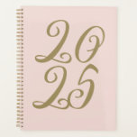 Agenda Tipografia do ano com script de ouro rosa-claro-ro<br><div class="desc">Moça rosa-pincelada e dourada-falsa escrita personalizada ano de tipografia na moda elegante Planner. Texto do script dourado falso totalmente personalizável,  fundo comum roxo e sólido. Você pode personalizá-lo com suas iniciais,  monograma,  ano etc ou simplesmente apagar o texto,  e deixar a cor roxa rosa sólida e clara.</div>