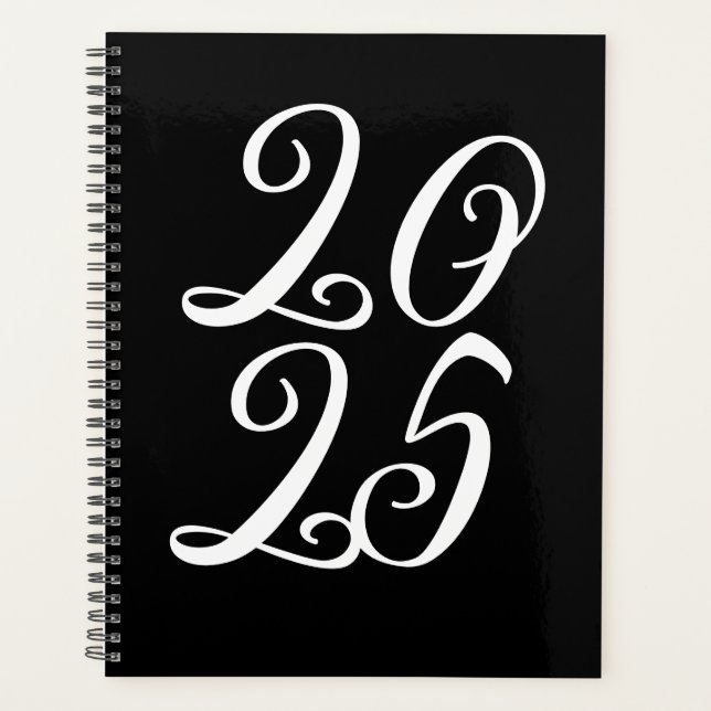 Agenda tipografia do ano com script personalizado branco  (Frente)