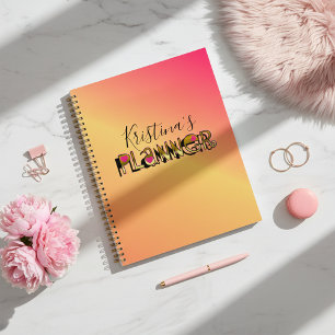 Agenda Tipografia do Planner Dourado na moda Shiny Faux