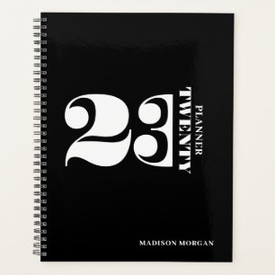 Agenda Tipografia Mínima Moderna em Preto e Branco