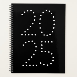 Agenda Tipografia moderna de ano personalizado a preto e 