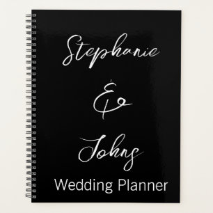 Agenda Tipografia Moderna Preta e Branca Casamento Modern