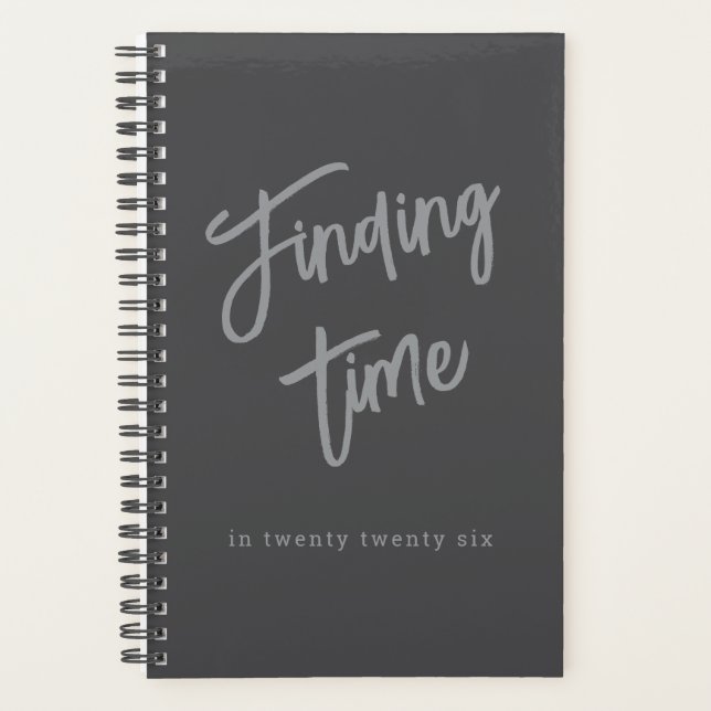 Agenda Tipografia Personalizada de Script Cinza Ousado (Frente)