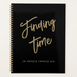 Agenda Tipografia Script Negrito Preto & Dourado
