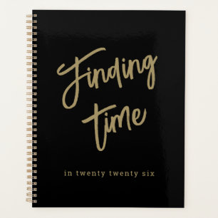 Agenda Tipografia Script Negrito Preto & Dourado