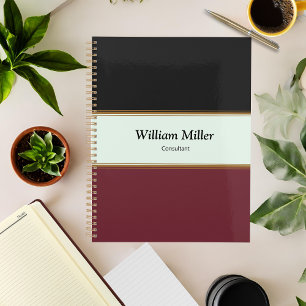 Agenda Tiras Mínimas Modernas de Maroon Negro