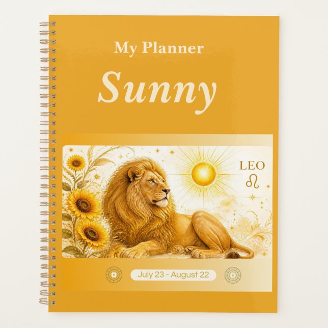 Agenda título: Planner Personalizado de Leão do Zodíaco  (Frente)