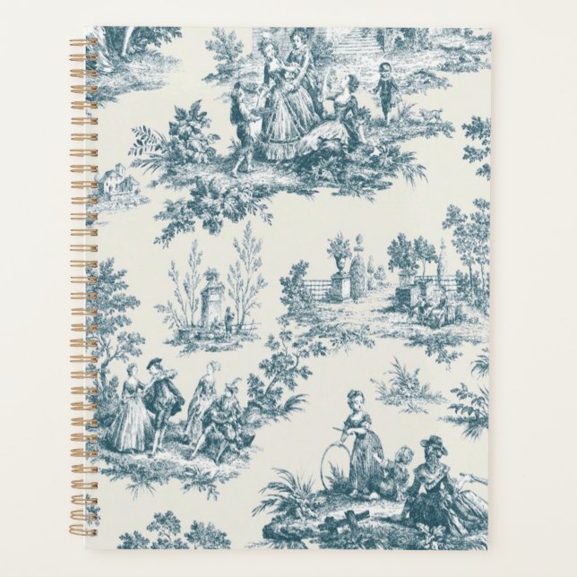 Agenda Tóile de jouy sage verde elegante (Frente)