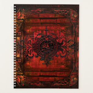 Agenda Tome Antigo Couro Vermelho do Renascentista Vermel