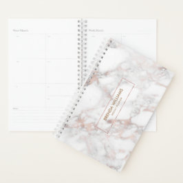 Agenda Tons brancos e Rosa Dourados Faux Marble