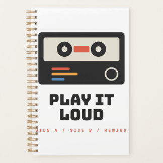 Agenda Toque Alto Retro Cassete Música Ouro Spiral Plan